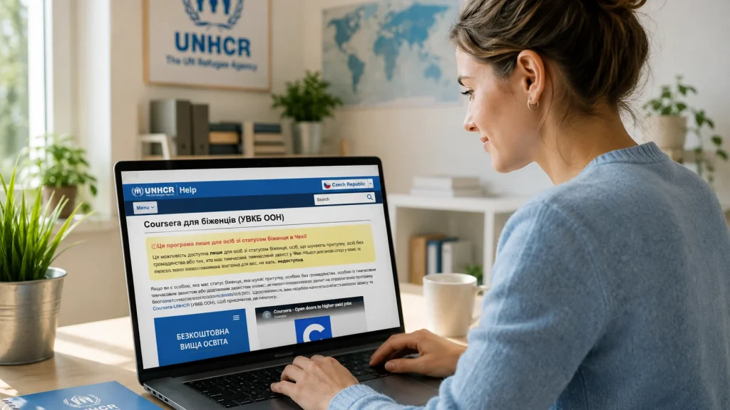 Безкоштовний доступ до Coursera UNHCR для біженців у Чехії.