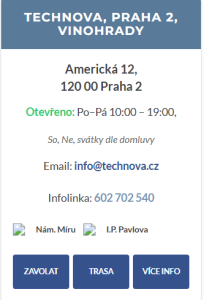 Філія сервісного центру TECHNOVA у Празі 2, Vinohrady, адреса Americká 12.