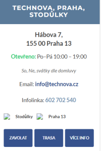 Філія сервісного центру TECHNOVA у Празі, Stodůlky, адреса Hábova 7.