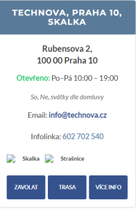 Філія TECHNOVA у Празі 10, Skalka, Rubensova 2.