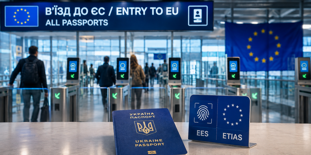 EES та ETIAS для українців у 2026 році, український паспорт і контроль на кордоні ЄС