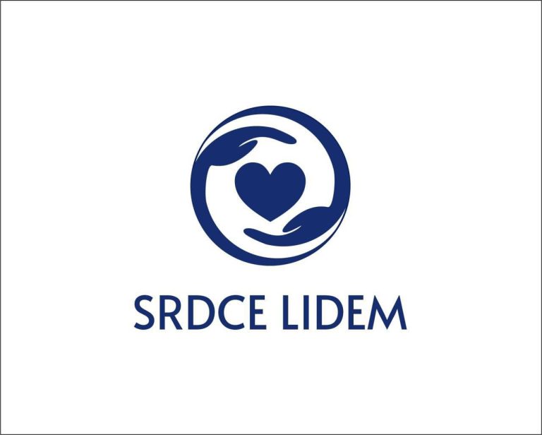 Логотип організації «Серце Людям» (Srdce Lidem): синє серце в обрамленні долонь.